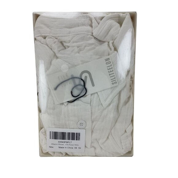 Siliteen Women's Button Down Shirts Long Sleeve Blouses W/Pocket Sz.2XL White - Picture 7 of 7